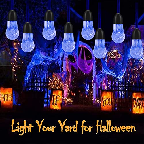 Fairy Lights Battery Operated Outdoor String Lights 33FT/10M 50LED Globe Garden Lights Indoor Decorative Christmas Patio Lights Waterproof 8 Modes for Party Garden Porch Yard Wedding Halloween(Blue)