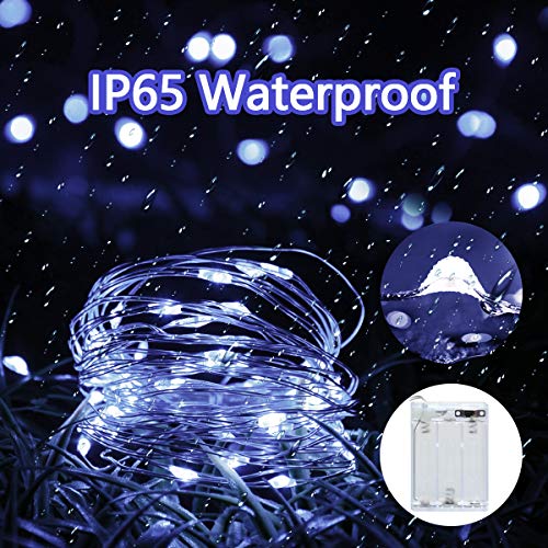 cshare Micro Fairy Lights Christmas Lights, LED String Lights 5m 50 LEDs Silver Wire Battery Operated Tent Lights for Bedroom,Wedding,Valentines Day Gifts Jubilee Decorations 2022（Cool White）