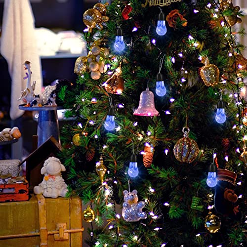 Fairy Lights Battery Operated Outdoor String Lights 33FT/10M 50LED Globe Garden Lights Indoor Decorative Christmas Patio Lights Waterproof 8 Modes for Party Garden Porch Yard Wedding Halloween(Blue)