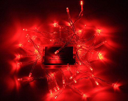 Karlling Battery Operated Red 40 LED Fairy Light String Wedding Party Xmas Decorations(Red)