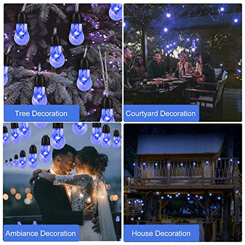 Fairy Lights Battery Operated Outdoor String Lights 33FT/10M 50LED Globe Garden Lights Indoor Decorative Christmas Patio Lights Waterproof 8 Modes for Party Garden Porch Yard Wedding Halloween(Blue)