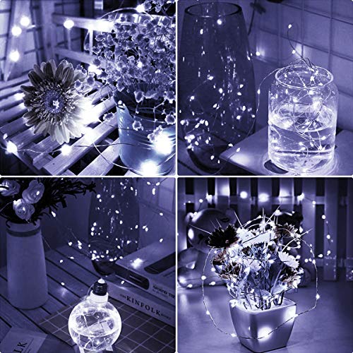 cshare Micro Fairy Lights Christmas Lights, LED String Lights 5m 50 LEDs Silver Wire Battery Operated Tent Lights for Bedroom,Wedding,Valentines Day Gifts Jubilee Decorations 2022（Cool White）
