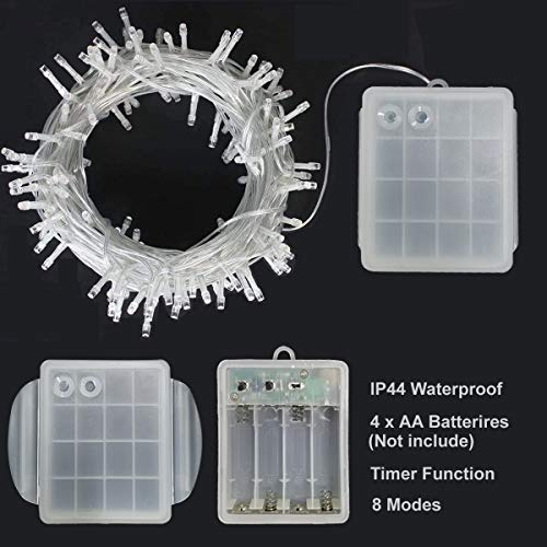YOSION 100 LED String Fairy Lights Battery Power Operated 8 Modes Timer Function Rainproof Christmas Halloween Garden Party Wedding Decoration(100, Multi)