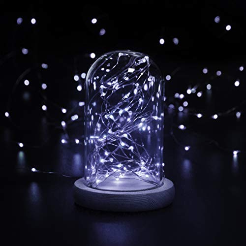 cshare Micro Fairy Lights Christmas Lights, LED String Lights 5m 50 LEDs Silver Wire Battery Operated Tent Lights for Bedroom,Wedding,Valentines Day Gifts Jubilee Decorations 2022（Cool White）
