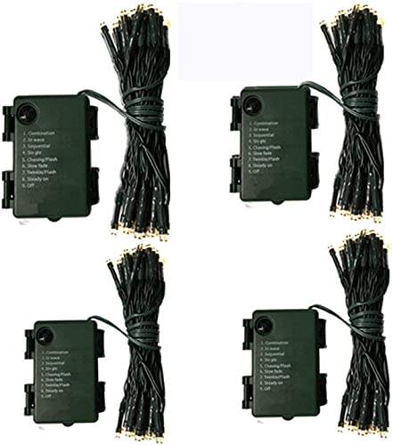 DBFAIRY 4 Pack Christmas Tree Fairy Lights 16.5FT/5M Battery Operated Timer Lights 50 Warm White LEDs Hanging Light String Timer Function for Xmas,Garden,Party, Wreaths, Holiday Season