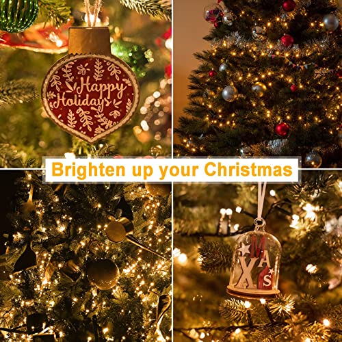 DBFAIRY 4 Pack Christmas Tree Fairy Lights 16.5FT/5M Battery Operated Timer Lights 50 Warm White LEDs Hanging Light String Timer Function for Xmas,Garden,Party, Wreaths, Holiday Season