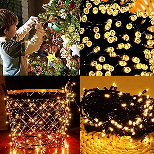 DBFAIRY 4 Pack Christmas Tree Fairy Lights 16.5FT/5M Battery Operated Timer Lights 50 Warm White LEDs Hanging Light String Timer Function for Xmas,Garden,Party, Wreaths, Holiday Season
