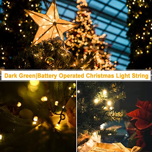 DBFAIRY 4 Pack Christmas Tree Fairy Lights 16.5FT/5M Battery Operated Timer Lights 50 Warm White LEDs Hanging Light String Timer Function for Xmas,Garden,Party, Wreaths, Holiday Season