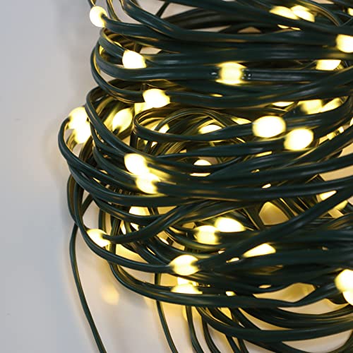 Qbis Outdoor Fairy Lights, Battery Operated Christmas Lights, Multi-Function Micro Wire Lights with Timer, Green Wire Perfect for Your Christmas Tree (100 LED Green Wire)