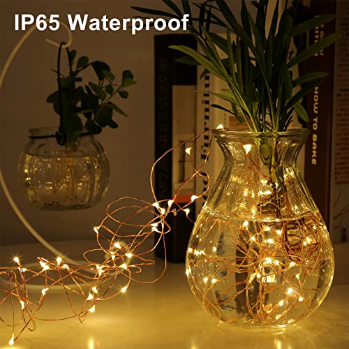[2 Pack] Fairy Lights Battery Powered, 12M 120 LED Battery Christmas String Lights Operated Waterproof Decorative Lighting for Outdoor/Indoor Bedroom, Party,Patio,Warm White