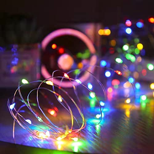 FairyDecor Fairy Lights Battery, 5m/16ft Battery Operated Copper Wire Starry String Lights,Battery Powered Lights for Christmas,Parties,Wedding,Bedroom,Indoor,Home Decoration (1 Pack Multi Colour)