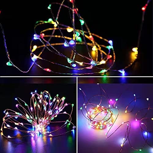 FairyDecor Fairy Lights Battery, 5m/16ft Battery Operated Copper Wire Starry String Lights,Battery Powered Lights for Christmas,Parties,Wedding,Bedroom,Indoor,Home Decoration (1 Pack Multi Colour)