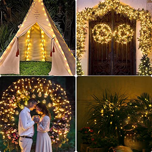 [2 Pack] Fairy Lights Battery Powered, 12M 120 LED Battery Christmas String Lights Operated Waterproof Decorative Lighting for Outdoor/Indoor Bedroom, Party,Patio,Warm White