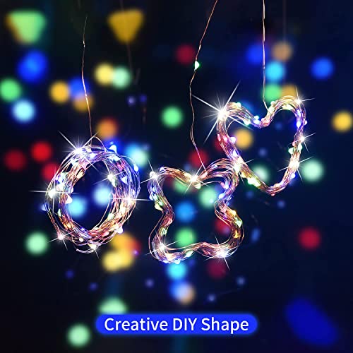 FairyDecor Fairy Lights Battery, 5m/16ft Battery Operated Copper Wire Starry String Lights,Battery Powered Lights for Christmas,Parties,Wedding,Bedroom,Indoor,Home Decoration (1 Pack Multi Colour)