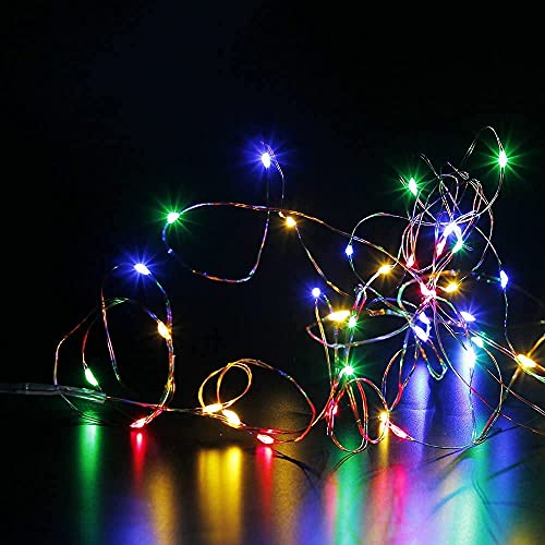 FairyDecor Fairy Lights Battery, 5m/16ft Battery Operated Copper Wire Starry String Lights,Battery Powered Lights for Christmas,Parties,Wedding,Bedroom,Indoor,Home Decoration (1 Pack Multi Colour)