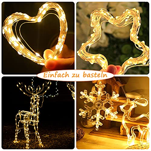Battery Fairy Lights - 4 Pack, 10m 100 Led Copper Wire Fairy Lights, 8 Modes Remote Control Timer, Waterproof String Lights Battery Operated, Christmas Decoration Indoor Outdoor. (Warm White, 33ft)