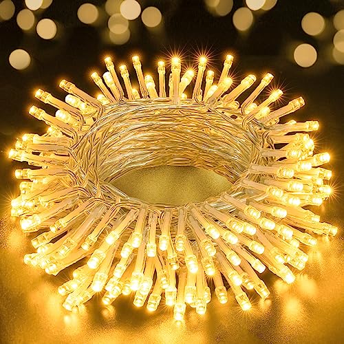 ZeMu Fairy Lights Battery Operated, 100 LEDs Christmas String Lights, Waterproof Warm White Outdoor Fairy Lights for Indoor Outside Bedroom Garden Wedding Xmas Decorations