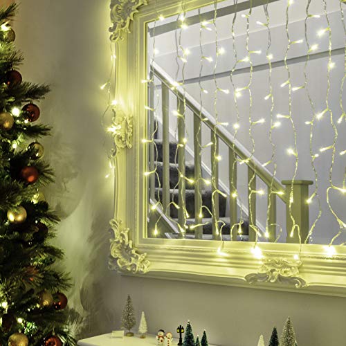 GloBrite 80 LEDs Curtain Fairy Lights | Battery Operated String Fairy Lights | Christmas Decorations Fairy Lights for Bedroom Christmas Lights Home Decor & Christmas Gifts