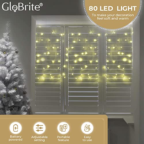 GloBrite 80 LEDs Curtain Fairy Lights | Battery Operated String Fairy Lights | Christmas Decorations Fairy Lights for Bedroom Christmas Lights Home Decor & Christmas Gifts
