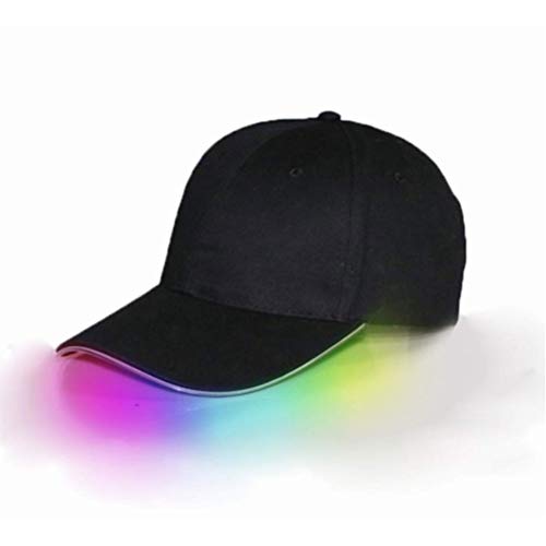 Oyria Unisex Athletic Black Fabric LED Baseball Cap, Adjustable Light Up Hat Sports Travel Party Club Cap with LED Light Brim,Baseball Golf Hip-hop Sports Flash Cap,Colorful