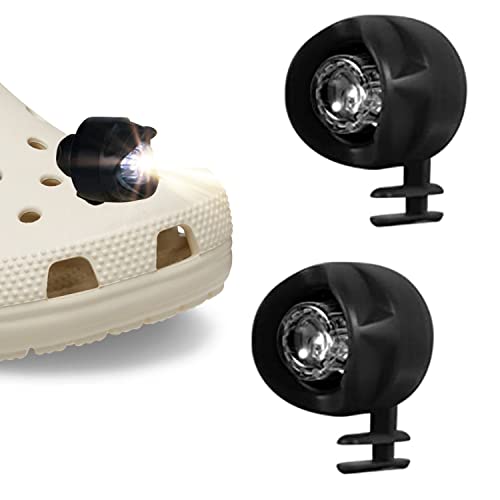 2 Pcs Croc Lights, Headlights for Croc Shoes Clog Shoes, Croc Shoes Lights for Dog Walking, IPX5 Waterproof with 3 Light Modes Headlights, Holiday ＆ Birthday Gifts for Adults Children (Black)