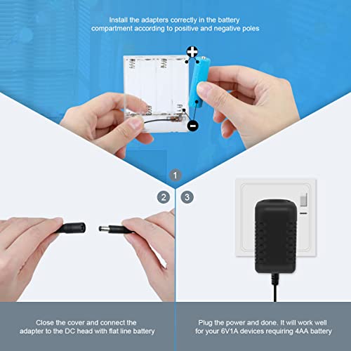 AIEVE AA Battery Eliminator, Replace 4 AA Batteries 6V AC Power Supply Adapter, Dummy AA Battery Eliminator for Hive Thermostat, LED lights, Electric Clock,Christmas Tree, No Mercury and No Pollution