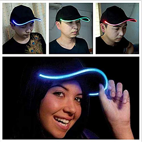 Oyria Unisex Athletic Black Fabric LED Baseball Cap, Adjustable Light Up Hat Sports Travel Party Club Cap with LED Light Brim,Baseball Golf Hip-hop Sports Flash Cap,Colorful