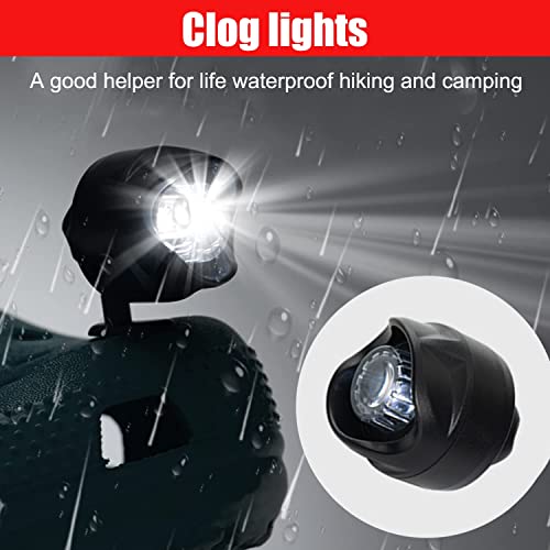 2 Pcs Croc Lights, Headlights for Croc Shoes Clog Shoes, Croc Shoes Lights for Dog Walking, IPX5 Waterproof with 3 Light Modes Headlights, Holiday ＆ Birthday Gifts for Adults Children (Black)
