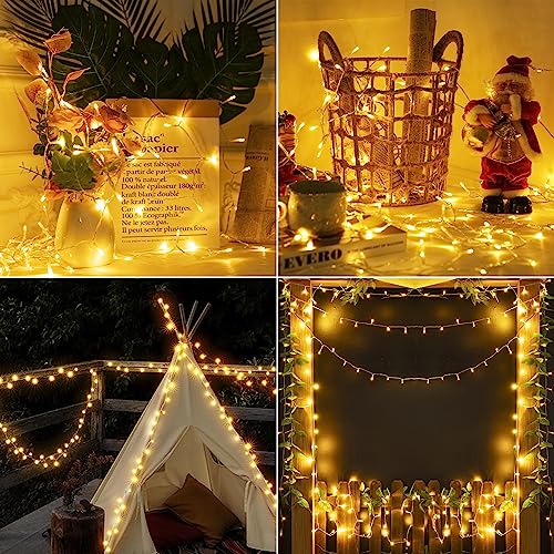 ZeMu Fairy Lights Battery Operated, 100 LEDs Christmas String Lights, Waterproof Warm White Outdoor Fairy Lights for Indoor Outside Bedroom Garden Wedding Xmas Decorations