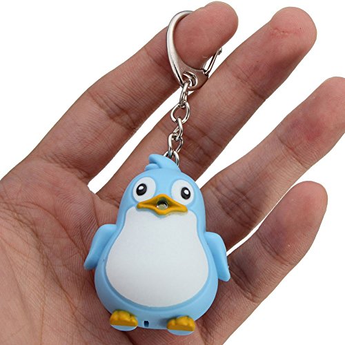 ZHOUBA Cute Animal Penguin LED Light with Sound Key Chain Key Ring Torch Xmas Gift (Black)