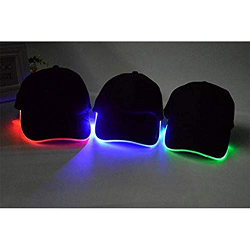 Oyria Unisex Athletic Black Fabric LED Baseball Cap, Adjustable Light Up Hat Sports Travel Party Club Cap with LED Light Brim,Baseball Golf Hip-hop Sports Flash Cap,Colorful