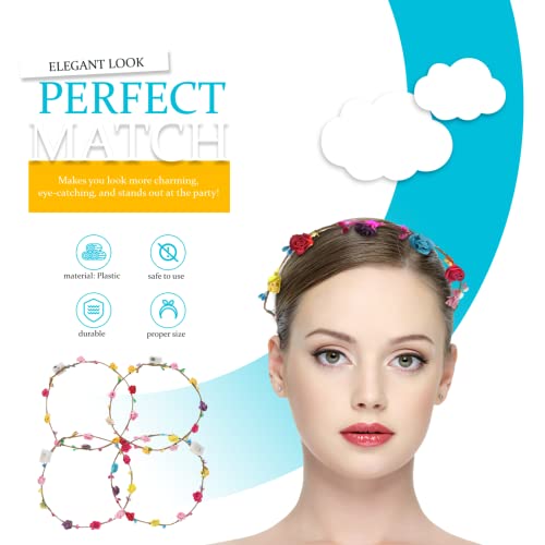 Minkissy LED Flower Crowns Light Up Hair Wreaths 10 Led Flower Hairbands for Wedding Festival Holiday Christmas New Year Party 4pcs