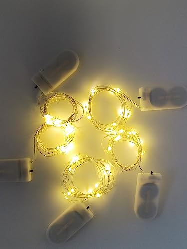 LED String Lights 5 Pack, 10mm10 LED Fairy Lights Battery Operated, Copper Wire Light for Home Garden Wedding Party Christmas Halloween Concerts Bars Clubs Hotels (Warm White)