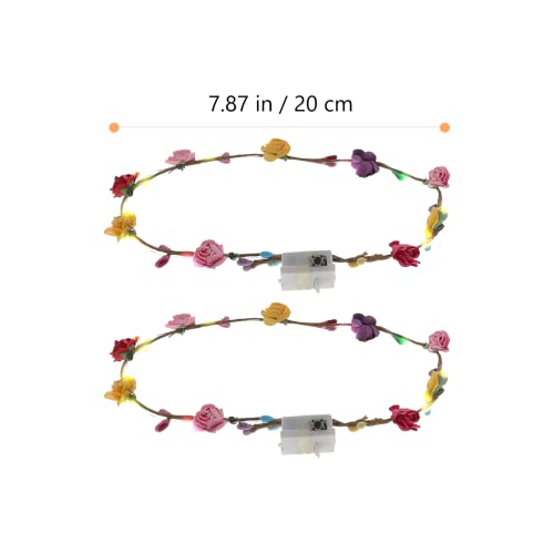 Minkissy LED Flower Crowns Light Up Hair Wreaths 10 Led Flower Hairbands for Wedding Festival Holiday Christmas New Year Party 4pcs