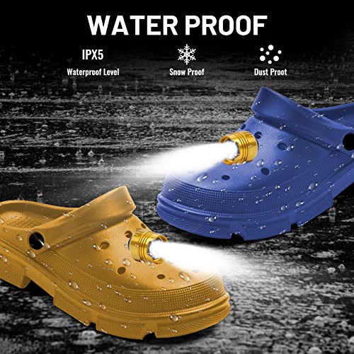 Pipihome 2Pcs Headlights for Croc Shoes, IPX5 Waterproof with 3 Light Modes, Small Lights for Croc Shoe Decoration Charms Funny Shoe Accessories, Christmas Birthday Gift for Adults and Kids (Gold)