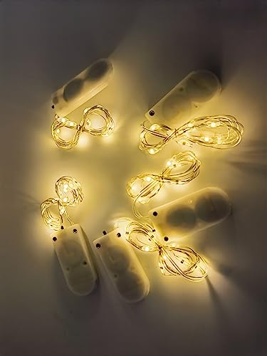 LED String Lights 5 Pack, 10mm10 LED Fairy Lights Battery Operated, Copper Wire Light for Home Garden Wedding Party Christmas Halloween Concerts Bars Clubs Hotels (Warm White)