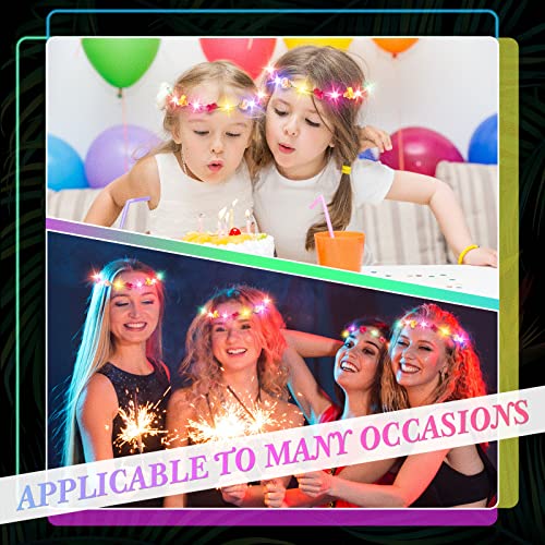 16 Pieces LED Flower Headband Lower Crown Flower Headdress for Women Girls for Wedding, Halloween Christmas and Party