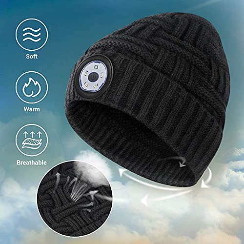 Gifts for Men Beanie Hat with Light - Rechargeable LED Hat with Light Built in Christmas Stocking Fillers for Men Women Presents for Dad Grandad Camping Accessories Running Cycling Walking Gifts