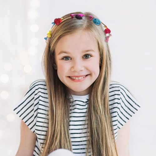 Minkissy LED Flower Crowns Light Up Hair Wreaths 10 Led Flower Hairbands for Wedding Festival Holiday Christmas New Year Party 4pcs