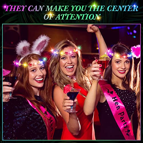 16 Pieces LED Flower Headband Lower Crown Flower Headdress for Women Girls for Wedding, Halloween Christmas and Party