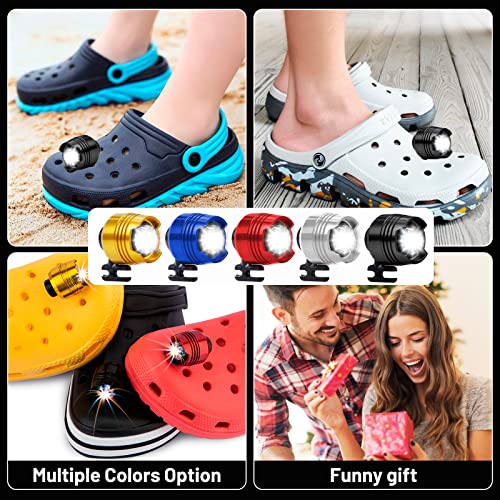 Pipihome 2Pcs Headlights for Croc Shoes, IPX5 Waterproof with 3 Light Modes, Small Lights for Croc Shoe Decoration Charms Funny Shoe Accessories, Christmas Birthday Gift for Adults and Kids (Gold)