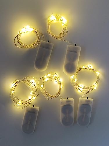 LED String Lights 5 Pack, 10mm10 LED Fairy Lights Battery Operated, Copper Wire Light for Home Garden Wedding Party Christmas Halloween Concerts Bars Clubs Hotels (Warm White)