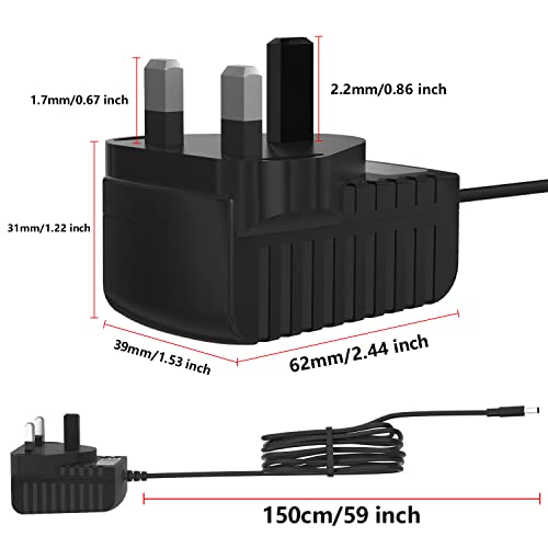 12V 1A Power Adapter, 4.9ft AC 100-240V to DC 12V 1A Power Supply Adapter. 12W Adapter for LED Strip Lights, Audio/Video, Router, DC Connector Jack 5.5mmx2.1mm, UK Plug
