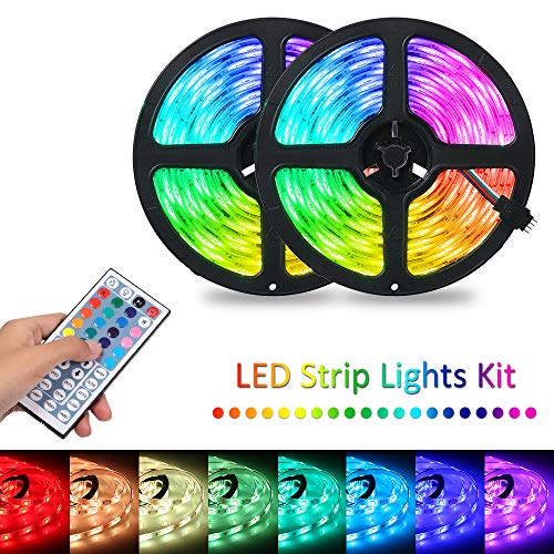 Tomshine Led Strips Lights 10M 300LEDs 5050 RGB SMD Colour Changing LED Lighting Strips with 44-Keys Ir Remote Controller Ip65 Waterproof for Home Kitchen Christmas Decorations