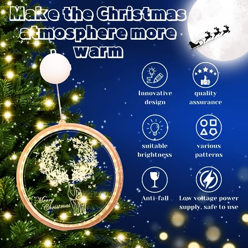 Crethinkaty Christmas Window Lights Decorations-Enlarged LED Hanging 3D Lights for Windows, Indoor and Outdoor, Battery Operated, Perfect for Fireplace, Christmas Tree, Bedroom Decor (Reindeer)