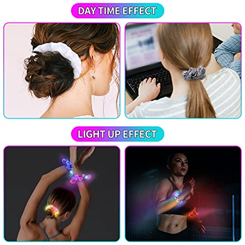 14 Pieces LED Light Hair Scrunchies Luminous Hairband Elastic Hair Bands Satin Elastic Bands Bobbles Ties Ropes for Women Girls, Stylish Elegant Hair Accessories