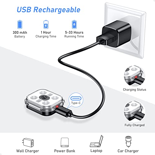 Blukar Lighted Beanie Cap Rechargeable, Beanie Hat with Torch Light Build in, Super Bright 6 LED Head Torch Lamp Hat Winter Warm Gift for Men Women Dad Black