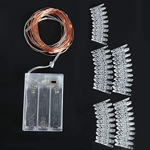 Anncain LED String Lights,17Ft - 50 LED Photo Clips String Lights with 50 Clear Clips for Hanging Pictures, Christmas Party Birthday Decoration