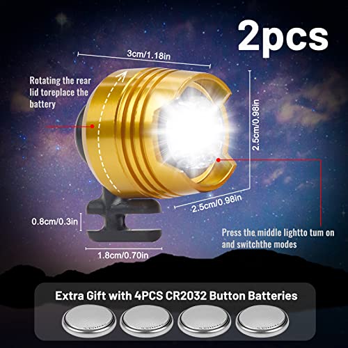 Pipihome 2Pcs Headlights for Croc Shoes, IPX5 Waterproof with 3 Light Modes, Small Lights for Croc Shoe Decoration Charms Funny Shoe Accessories, Christmas Birthday Gift for Adults and Kids (Gold)