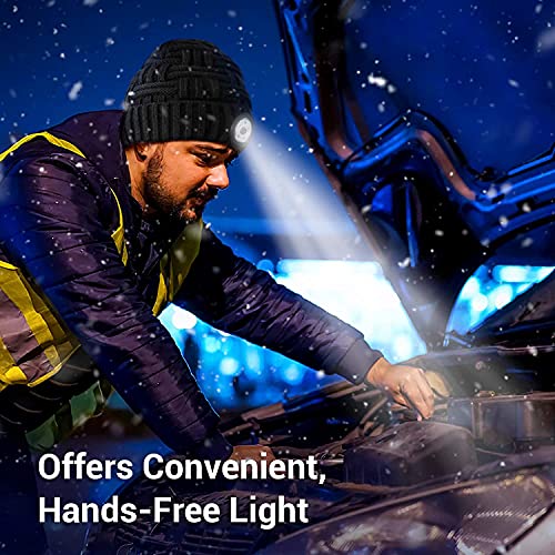 Gifts for Men Beanie Hat with Light - Rechargeable LED Hat with Light Built in Christmas Stocking Fillers for Men Women Presents for Dad Grandad Camping Accessories Running Cycling Walking Gifts